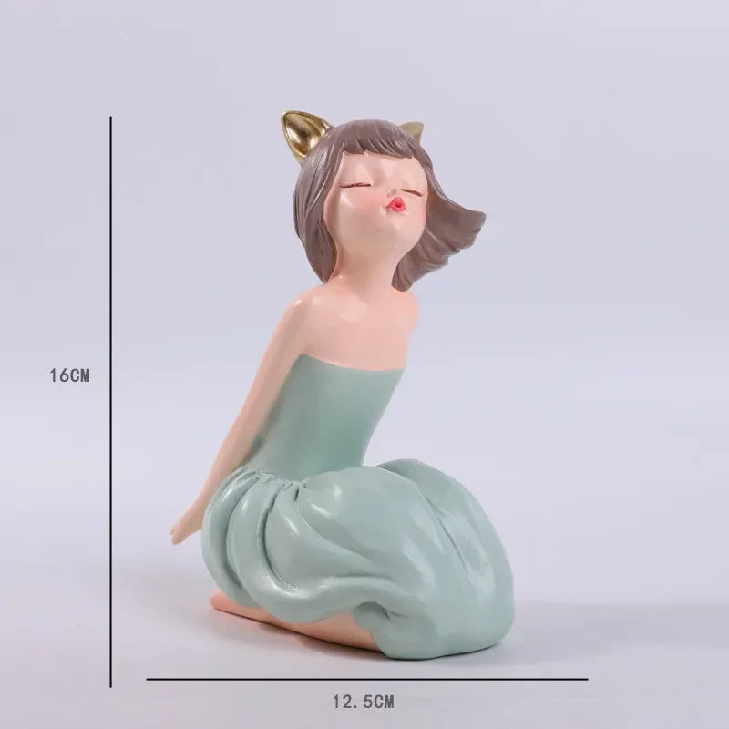 DecorBites™ Bowknot Fairy Girl Figurines, Nordic Decor and Crafts, Bubble Gum Girls Theme