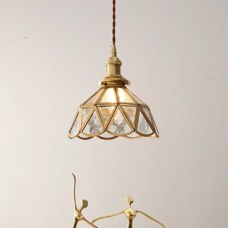 مصباح معلق LED زجاجي كهرماني من DecorBites™ - مصباح معلق نحاسي حديث من الشمال للمنزل