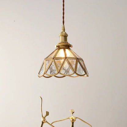 مصباح معلق LED زجاجي كهرماني من DecorBites™ - مصباح معلق نحاسي حديث من الشمال للمنزل