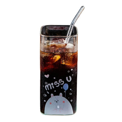 Decorbites™ 400ML Glas-Kaffeetasse mit farbenfrohem Muster für Milch, Bier, Tee und mehr
