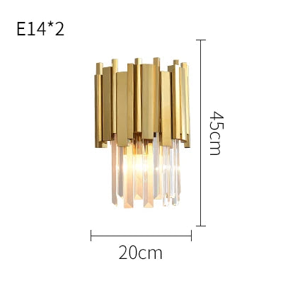 DecorBites™ Crystal Golden LED Wall Sconce Stainless Steel Postmodern Art Deco Wall Light