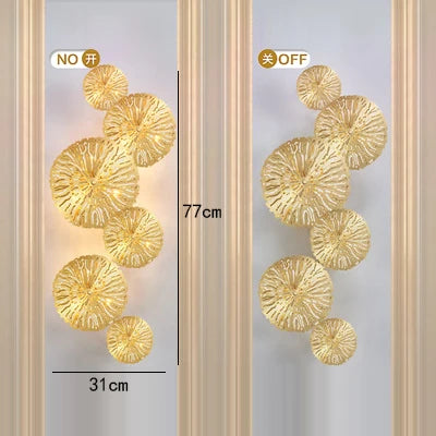DecorBites™ Gold Flower Copper Frame Wall Sconce for Hotel Dining Room Lighting