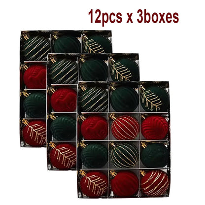 6/12pcs 6cm Wine Red Christmas Ball Ornaments Dark Green White Christmas Tree Party Decoration New Christmas Spheres Pendant