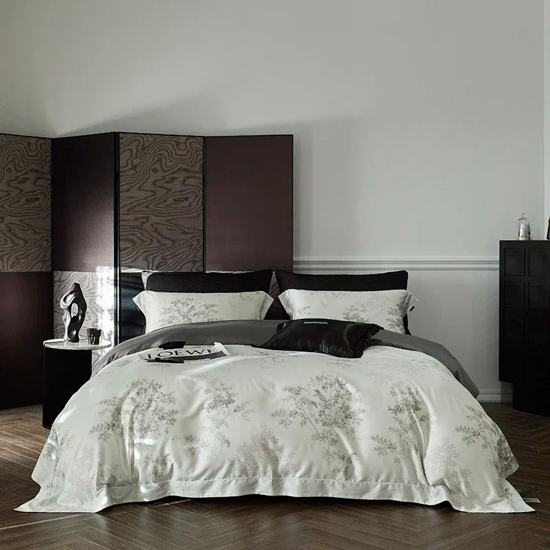 Juego de cama DecorBites™ Luxe 100s de algodón egipcio: sábana, manta, funda nórdica y funda de almohada