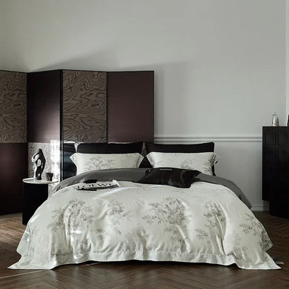 Juego de cama DecorBites™ Luxe 100s de algodón egipcio: sábana, manta, funda nórdica y funda de almohada