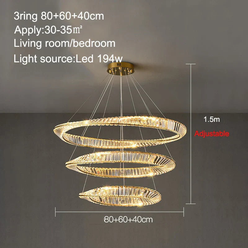 DecorBites™ Crystal Ring Ceiling Lamp - Modern Luxury LED Chandelier for Master Bedroom & Living Room