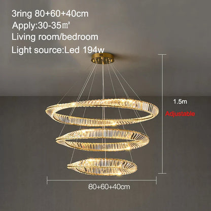 DecorBites™ Crystal Ring Ceiling Lamp - Modern Luxury LED Chandelier for Master Bedroom & Living Room