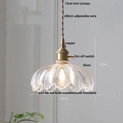 DecorBites™ Glass LED Pendant Lamp with Wood Handle - Modern Nordic Hanging Light