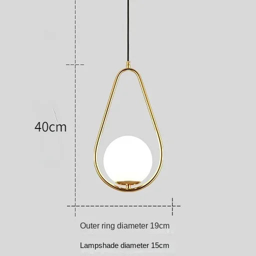 DecorBites™ Gold Ring Glass Ball Pendant Light Fixture for Bedroom Living Room.