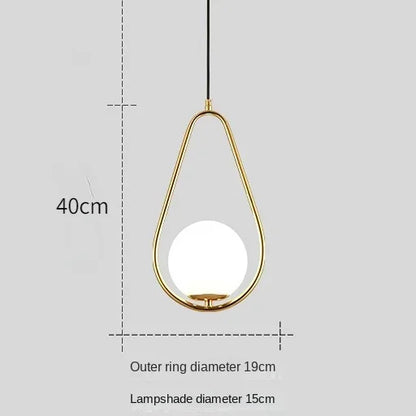 DecorBites™ Gold Ring Glass Ball Pendant Light Fixture for Bedroom Living Room.