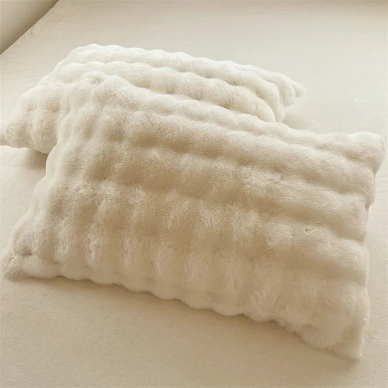 Decobites Plush Faux Fur Velvet Blanket, Double Layer, Warm Cashmere, Rabbit Fur Bed Sheet