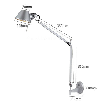 DecorBites™ Black Silver Rotatable Wall Light with Switch for Study Office Living Room