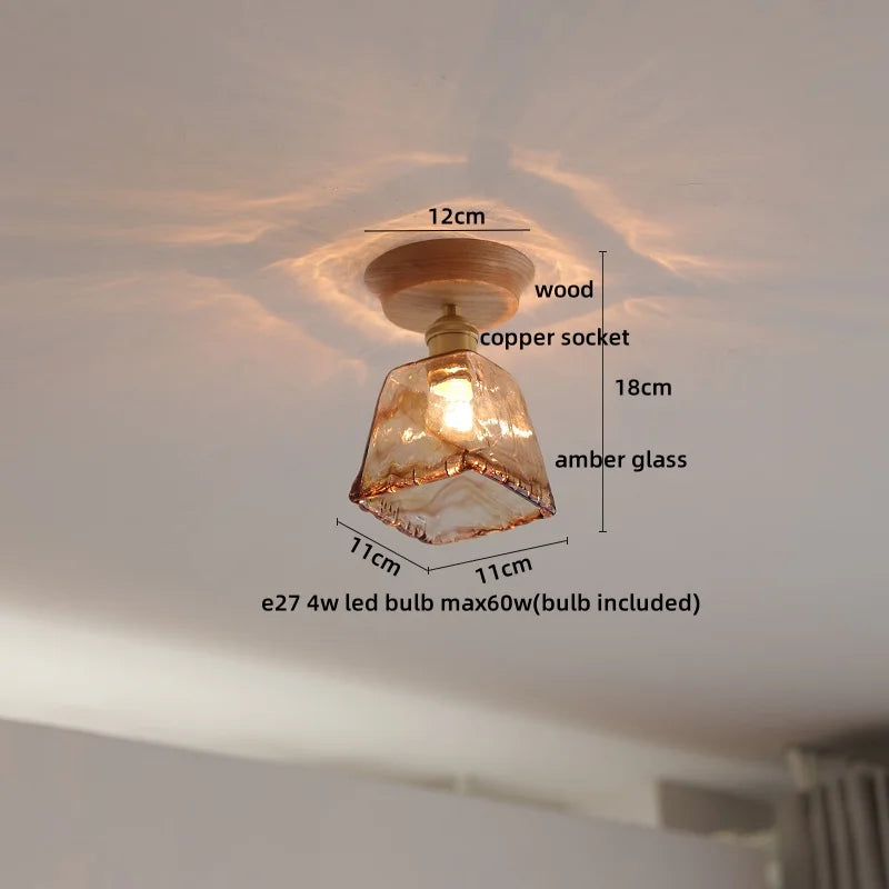 DecorBites™ Copper Wood LED Ceiling Lamp Ceramic Modern Ceiling Lights for Home Decor