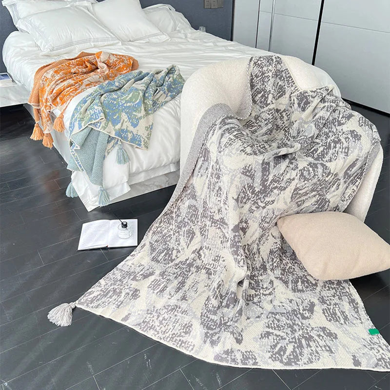 DecorBites™ Bohemian Knitted Blanket for Picnic, Office, Bedroom, Sofa, Nap - Multi Purpose Cover