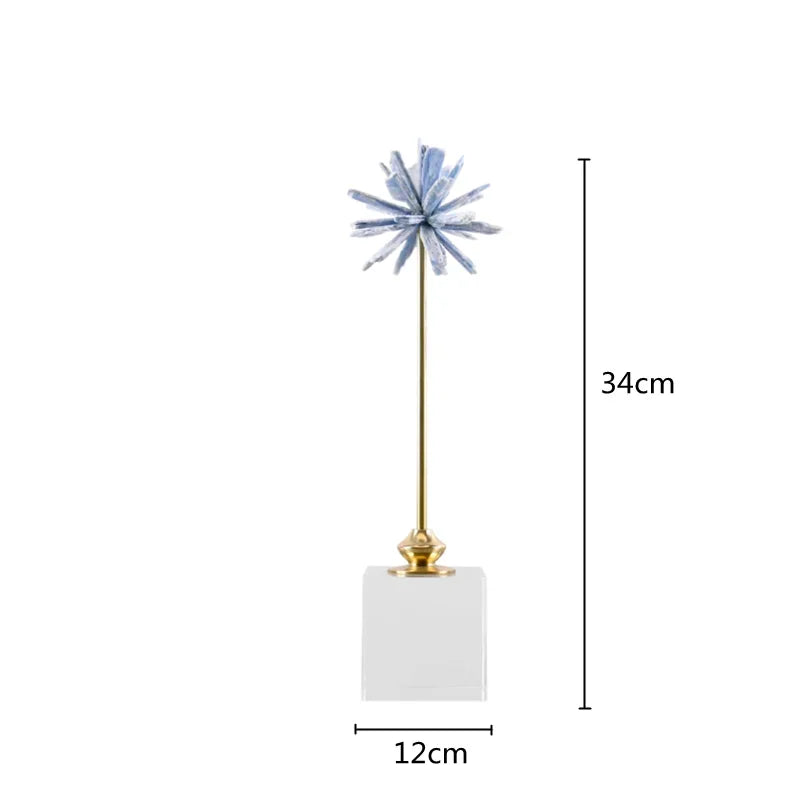Figura decorativa para el hogar DecorBites™ de cristal de ágata, hecha a mano, con forma de flor blanca.