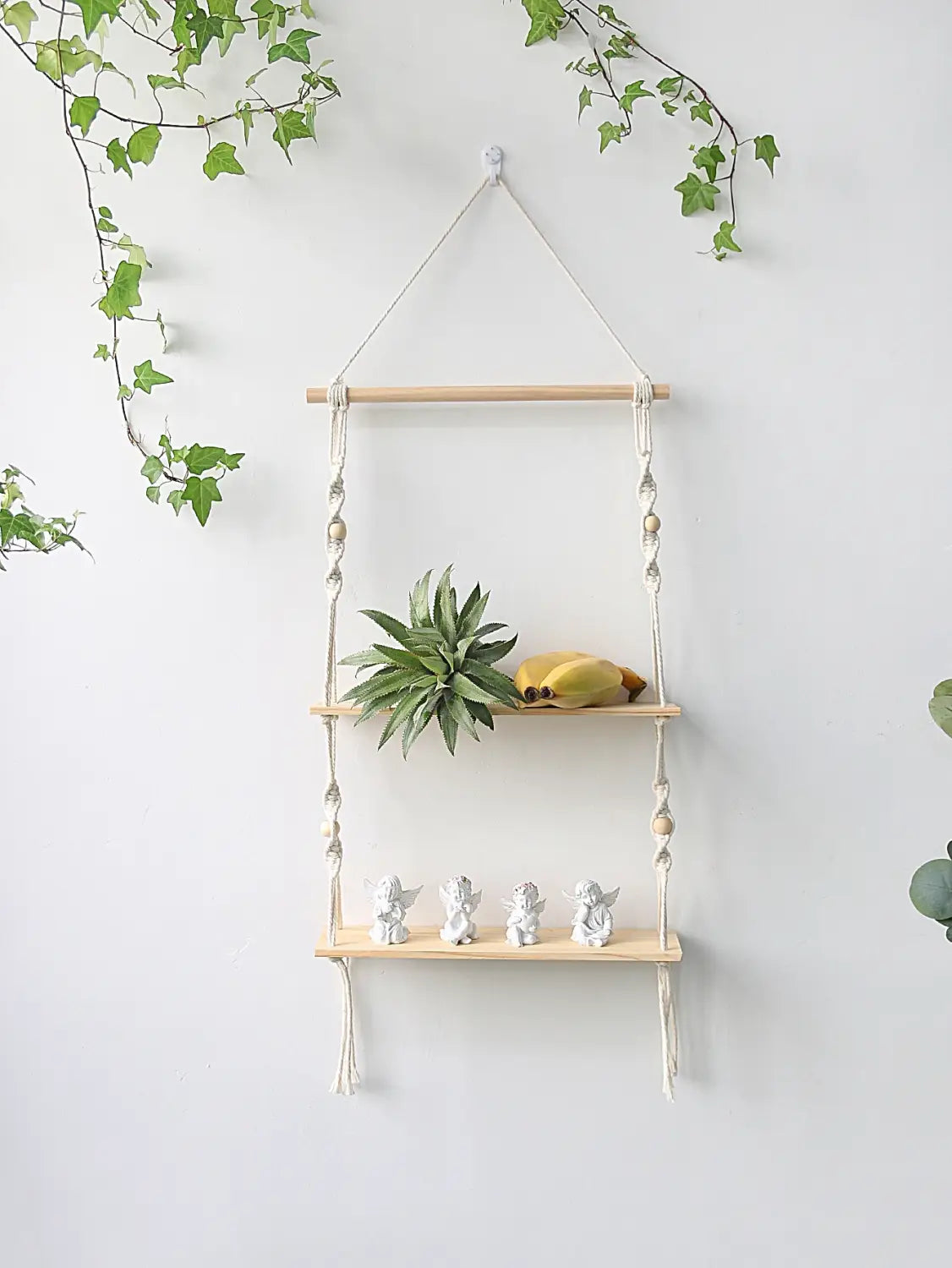 DecorBites™ Boho Macrame Wall Shelf for Home Decor