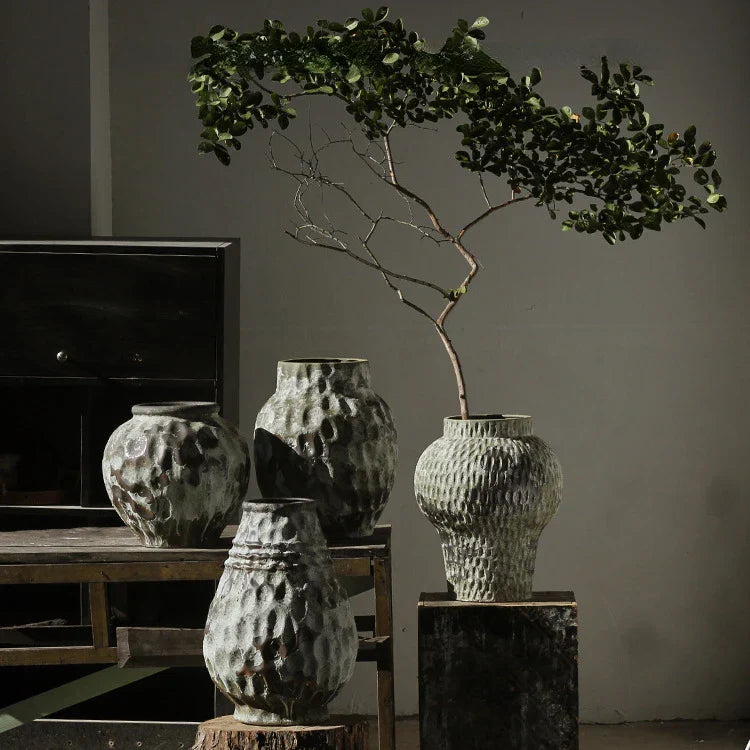 DecorBites™ Coarse Pottery Vase Chinese Retro Porcelain Floral Arrangement Home Decor