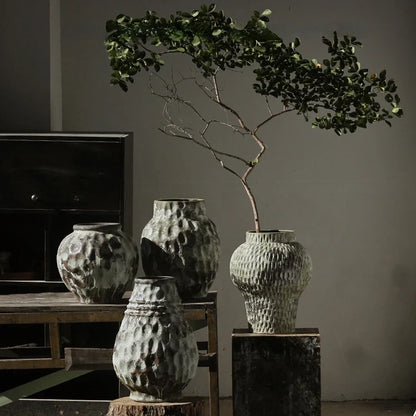 DecorBites™ Coarse Pottery Vase Chinese Retro Porcelain Floral Arrangement Home Decor