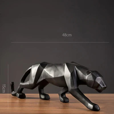 DecorBites™ Leopard Geometric Resin Statue - Modern Wildlife Panther Sculpture for Home Office