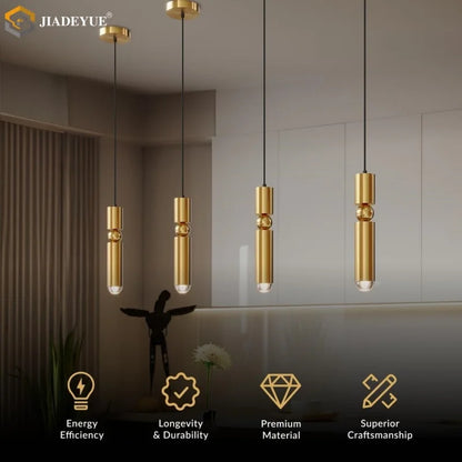 DecorBites™ Golden LED Chandelier for Modern Minimalist Living Room, Bedroom, Dining Room