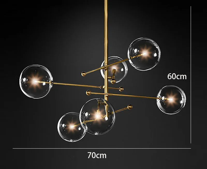 DecorBites™ Black Gold Glass LED Chandelier for Living Room Bedroom Restaurant