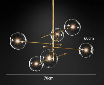 DecorBites™ Black Gold Glass LED Chandelier for Living Room Bedroom Restaurant