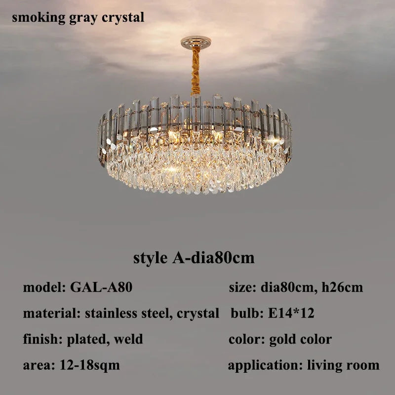 Gold Crystal Chandelier 6pcs Ceiling Design
