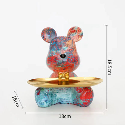 DecorBites™ Graffiti Bear Figurine Statue Key Shelf Decor - Modern Table Sculpture