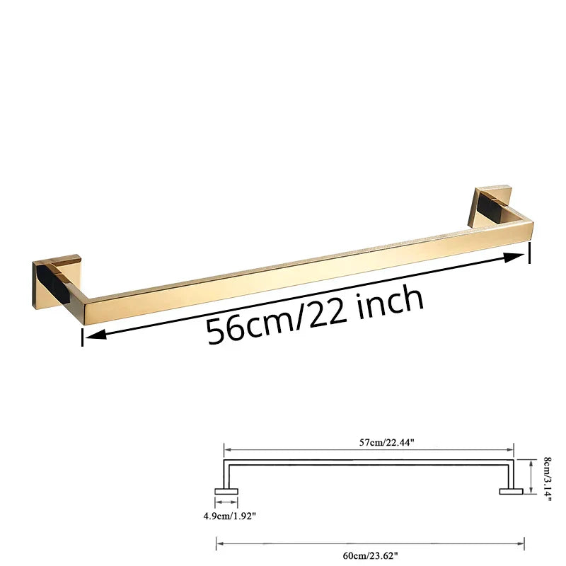 Conjunto de Herrajes de Baño Decorbites™ Oro: Gancho, Barra de Toallas, Barra, Estante, Soporte para Papel Higiénico y Más