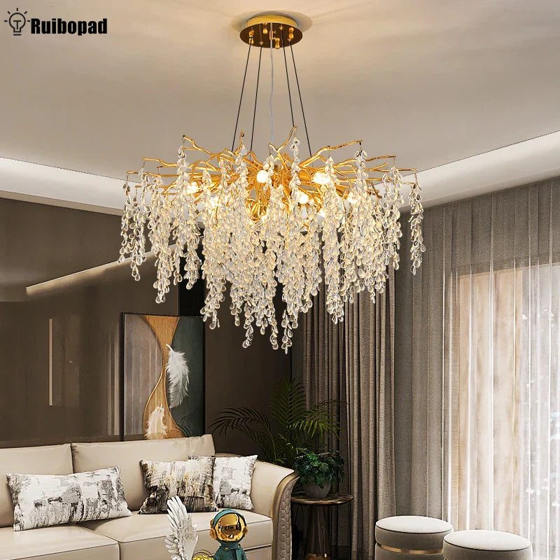 DecorBites™ Gold Crystal Grapes Chandelier for Dining Living Room Bedroom