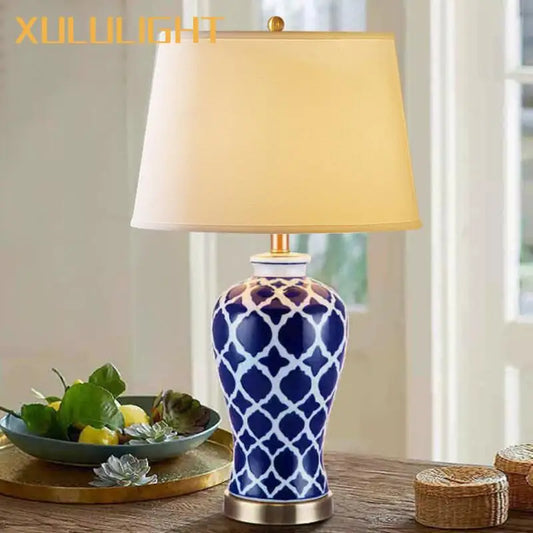 DecorBites™ Blue Ceramic Bedside Table Lamp