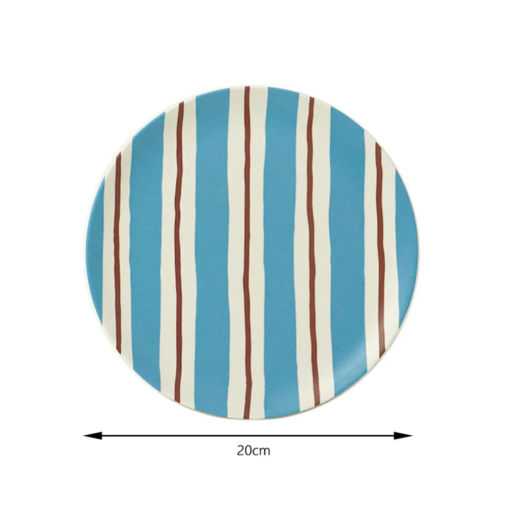 DecorBites™ Korean Style Round Bamboo Fiber Dining Plate for Desserts, Fruits, and Cakes