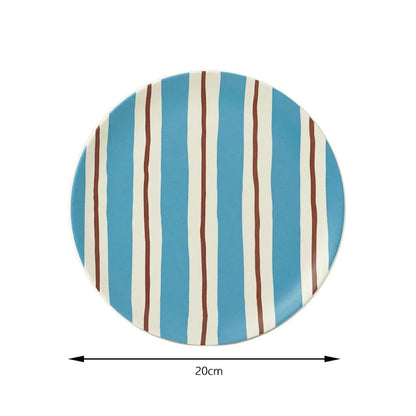 DecorBites™ Korean Style Round Bamboo Fiber Dining Plate for Desserts, Fruits, and Cakes