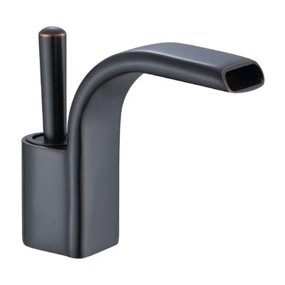 DecorBites™ Black Brass Waterfall Basin Faucet, Single Hole Hot Cold Sink Mixer Tap