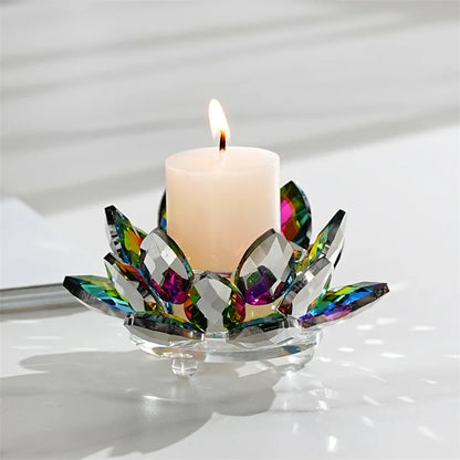 DecorBites™ Crystal Lotus Candle Holder Aromatherapy Base Candelabros