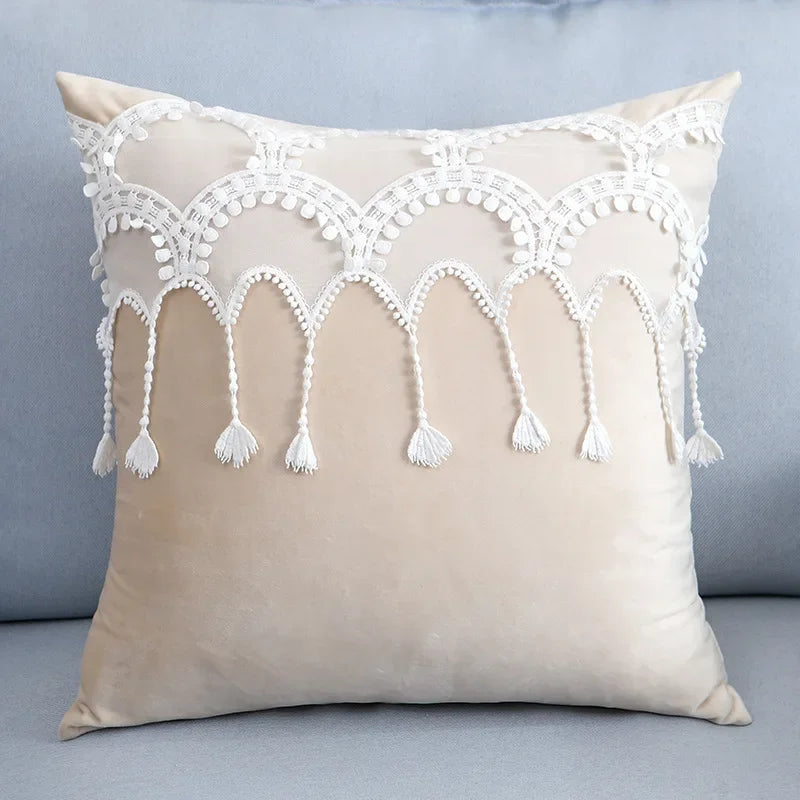 DecorBites™ Houndstooth Cushion Cover 30x50cm Black and White Bow Waist Pillow Case