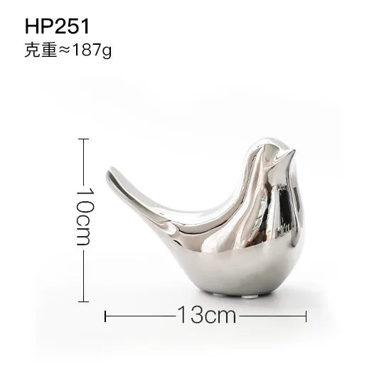 DecorBites™ Golden Silver Bird Figurines Modern Ceramic Statues - Home Decor Wedding Gifts