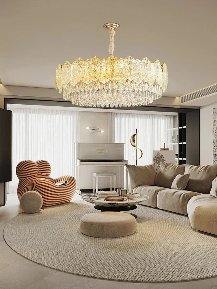 Lámpara de mesa de comedor de cristal dorado Decorbites™ | Luces de colgante de cristal redondo moderno