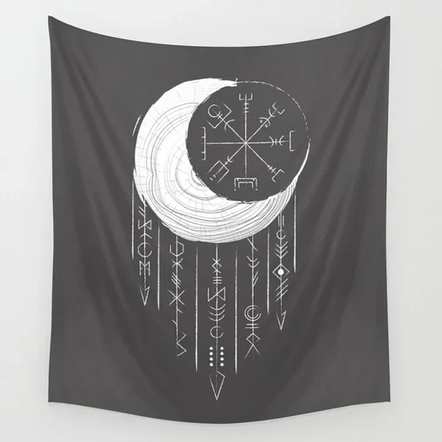 Moon Phase Magic Tapestry by Decobites - Boho Wall Hanging for Bedroom Decor