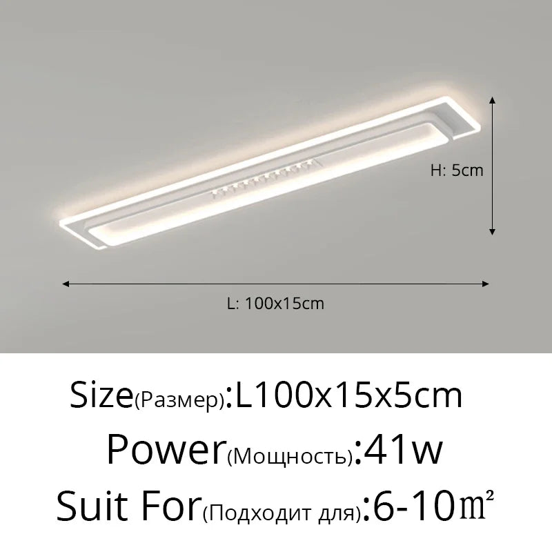 DecorBites™ LED Chandelier Lights Remote Dimming Black White Modern Long Living Room Bedroom Hall Lamps