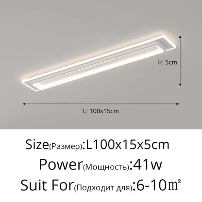 DecorBites™ LED Chandelier Lights Remote Dimming Black White Modern Long Living Room Bedroom Hall Lamps