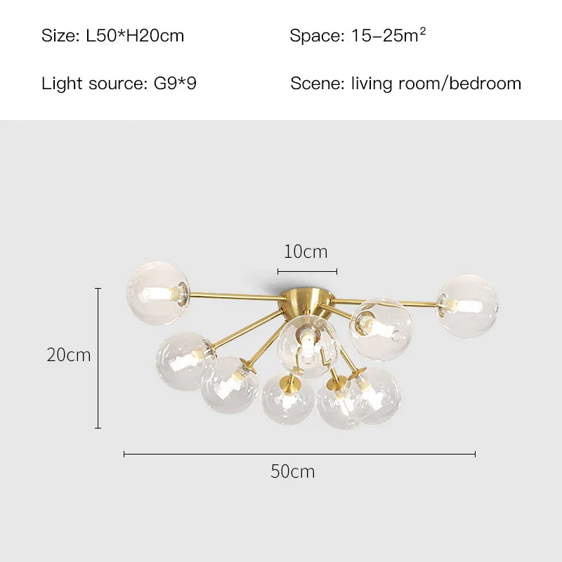 Lámpara de techo LED con bola de cristal DecorBites™ para una iluminación moderna de salón y dormitorio