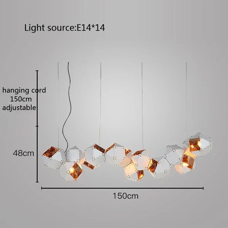 Lámpara colgante LED cúbica DecorBites™: Lámpara colgante Art Déco para un estilo versátil