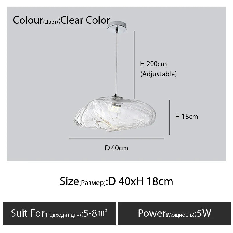 DecorBites™ Glass Cloud Chandelier LED Pendant Lamp for Villa Staircase & Hotel