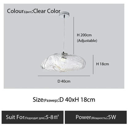 DecorBites™ Glass Cloud Chandelier LED Pendant Lamp for Villa Staircase & Hotel