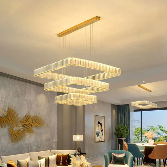 DecorBites™ Crystal Chandelier: Luxury Living Room & Bedroom Pendant Light