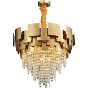 Decorbites™ Lámpara colgante de acero inoxidable Golden Crystal para vestíbulo elegante