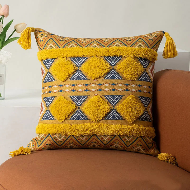 DecorBites™ Bohemian Floral Throw Pillow Cover with Tassels