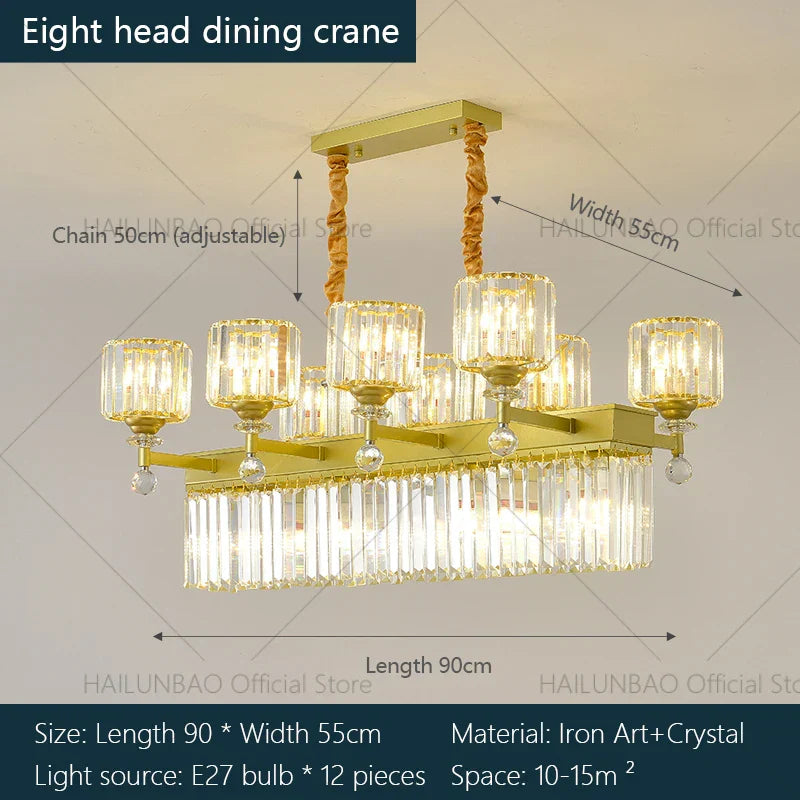 DecorBites™ Crystal Chandelier: Elegant Retro Lighting for Living Room, Bedroom, and Dining Area