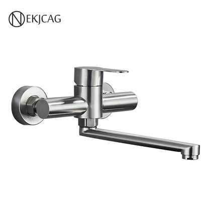 DecorBites™ Brushed Nickel Kitchen Faucet - Double Hole Mixer for Cold and Hot Water